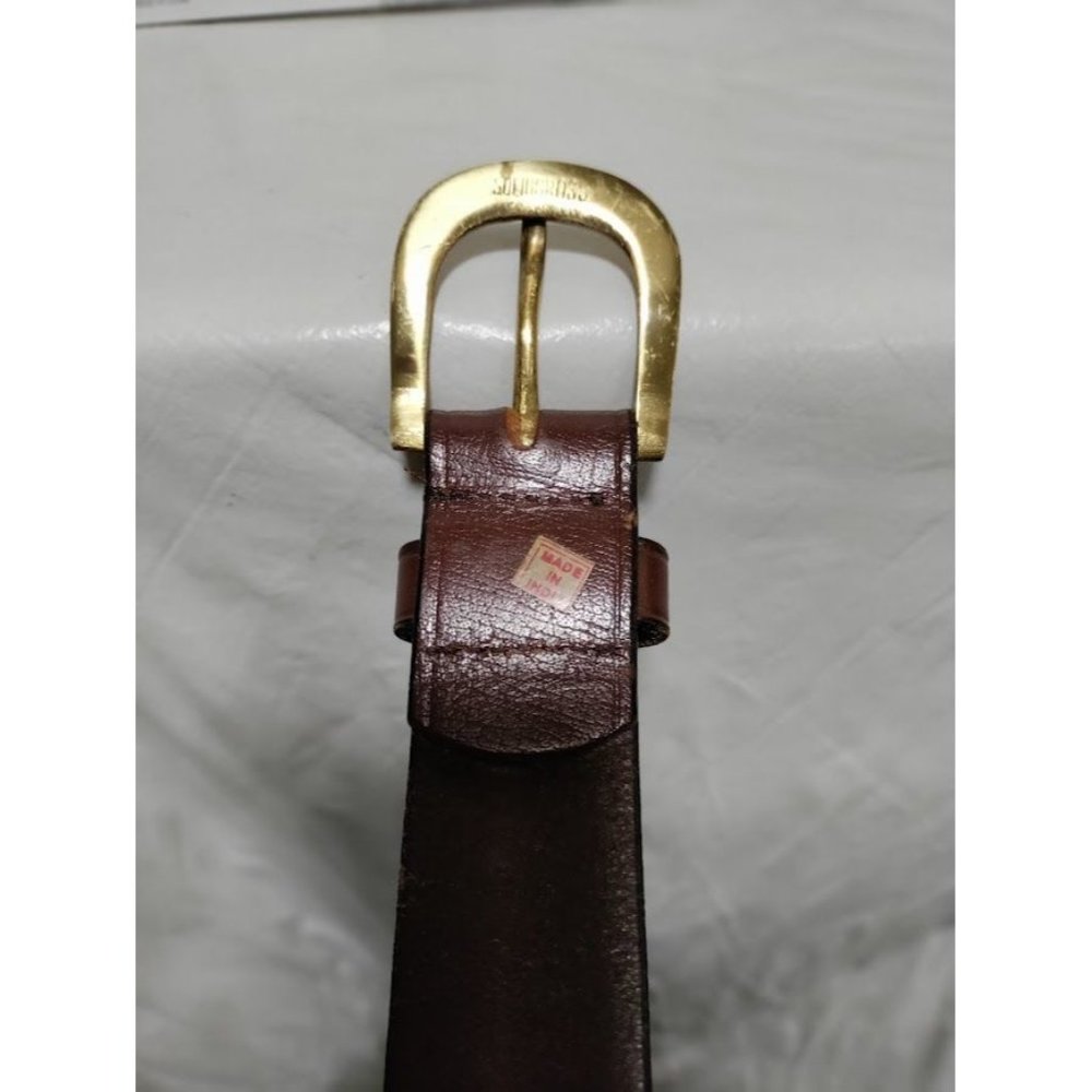 Riders Mens Leather Gold Tone Buckle Adjustable Belt Brown One Size - Picture 14 of 15